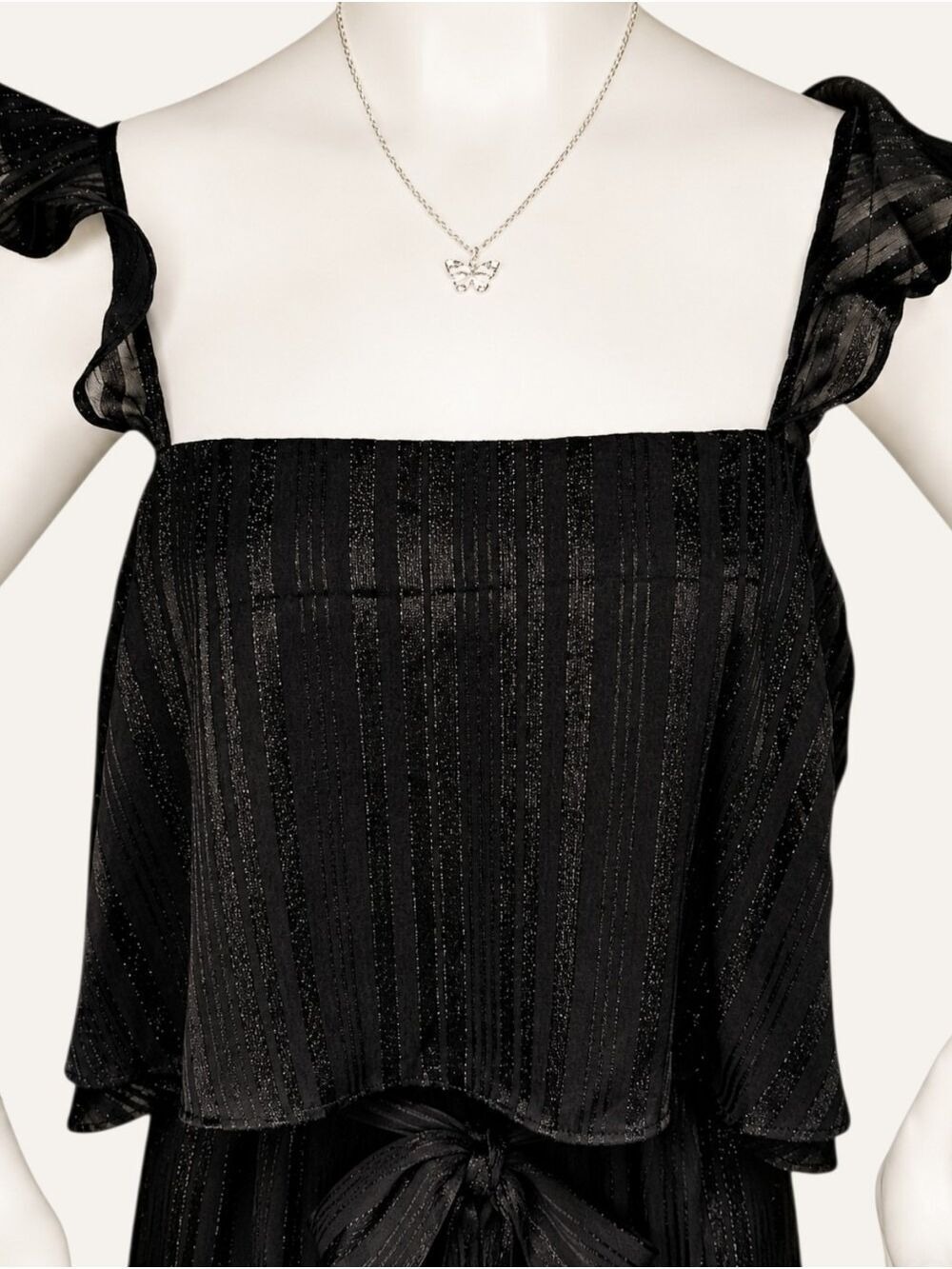 Andrée Black Shimmer Maxi Dress L Resort Chic Coastal Luxe Glam NWT - Picture 5 of 10